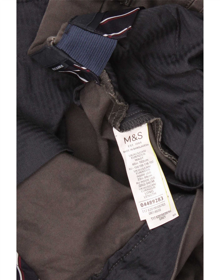 Pantaloni chino dritti da uomo Marks & Spencer W40 L31 cotone grigio