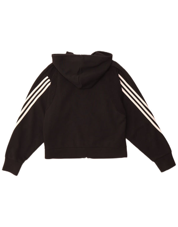 Adidas Womens Crop Zip Hoodie Sweater UK 10 Small Black