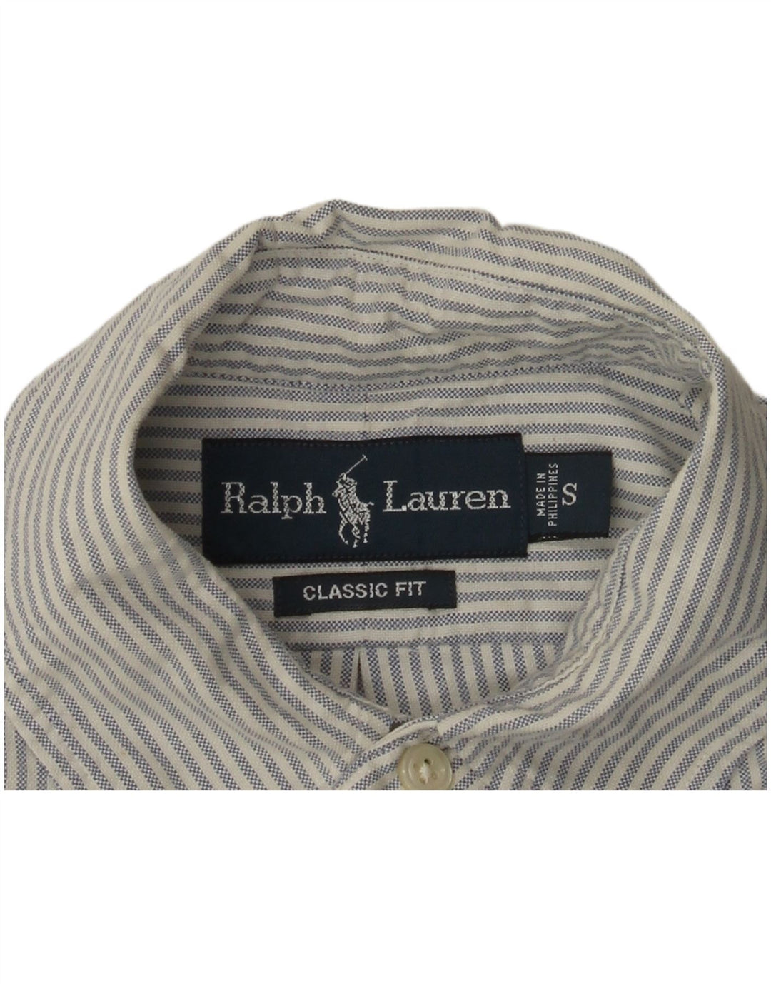 RALPH LAUREN Camicia da uomo a maniche corte dal taglio classico, piccola a righe bianche