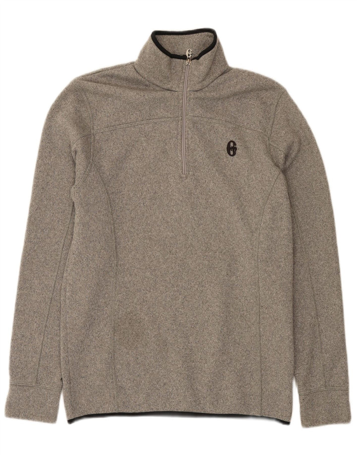 Conte of Florence Felpa con collo con zip da uomo Maglione grigio medio chiazzato