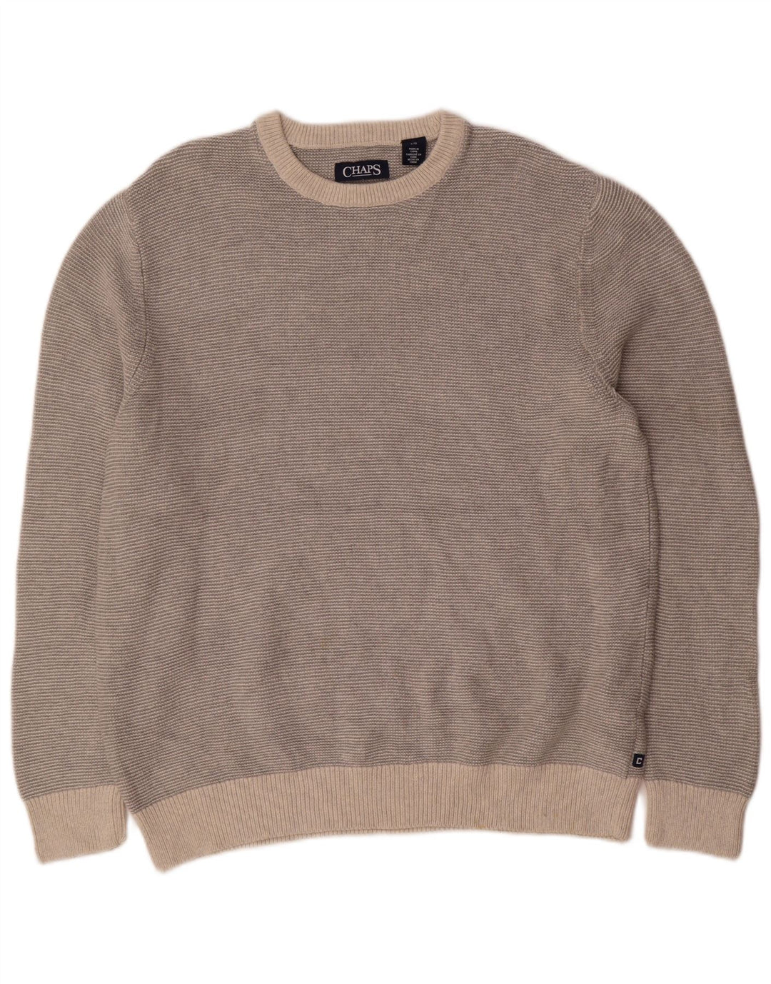 Chaps Uomo Maglione Girocollo Maglione Grande Cotone Grigio