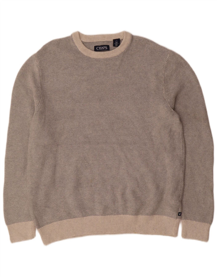 Chaps Uomo Maglione Girocollo Maglione Grande Cotone Grigio