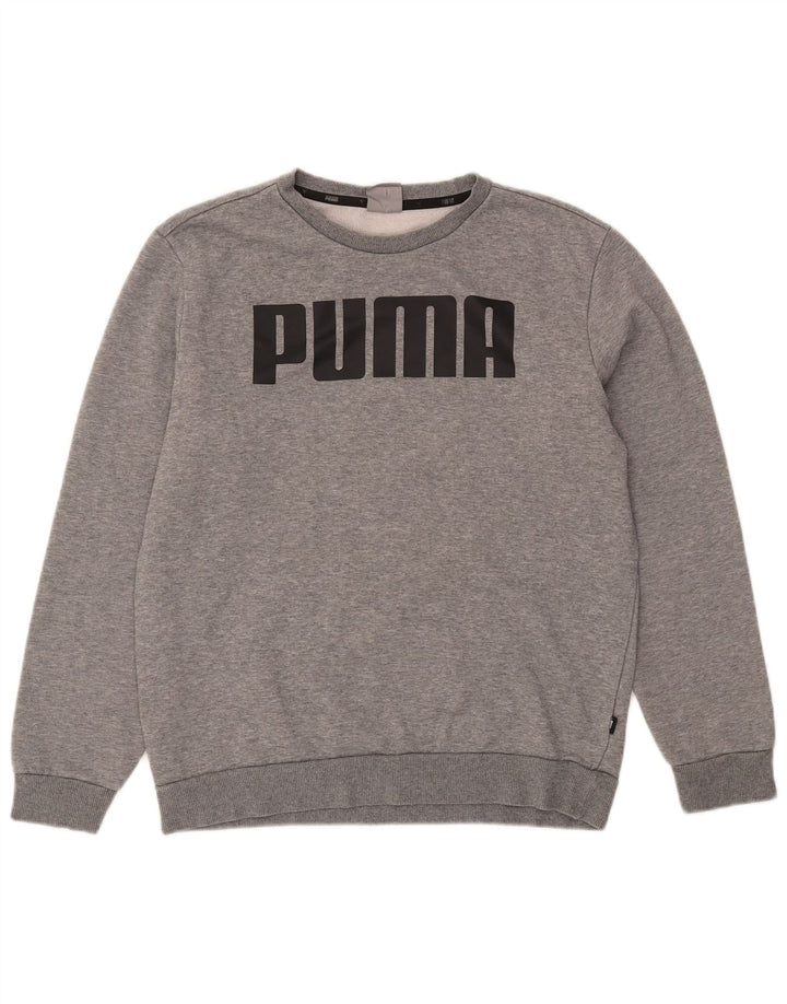 Felpa grafica da uomo Puma Maglione in cotone chiazzato grigio medio