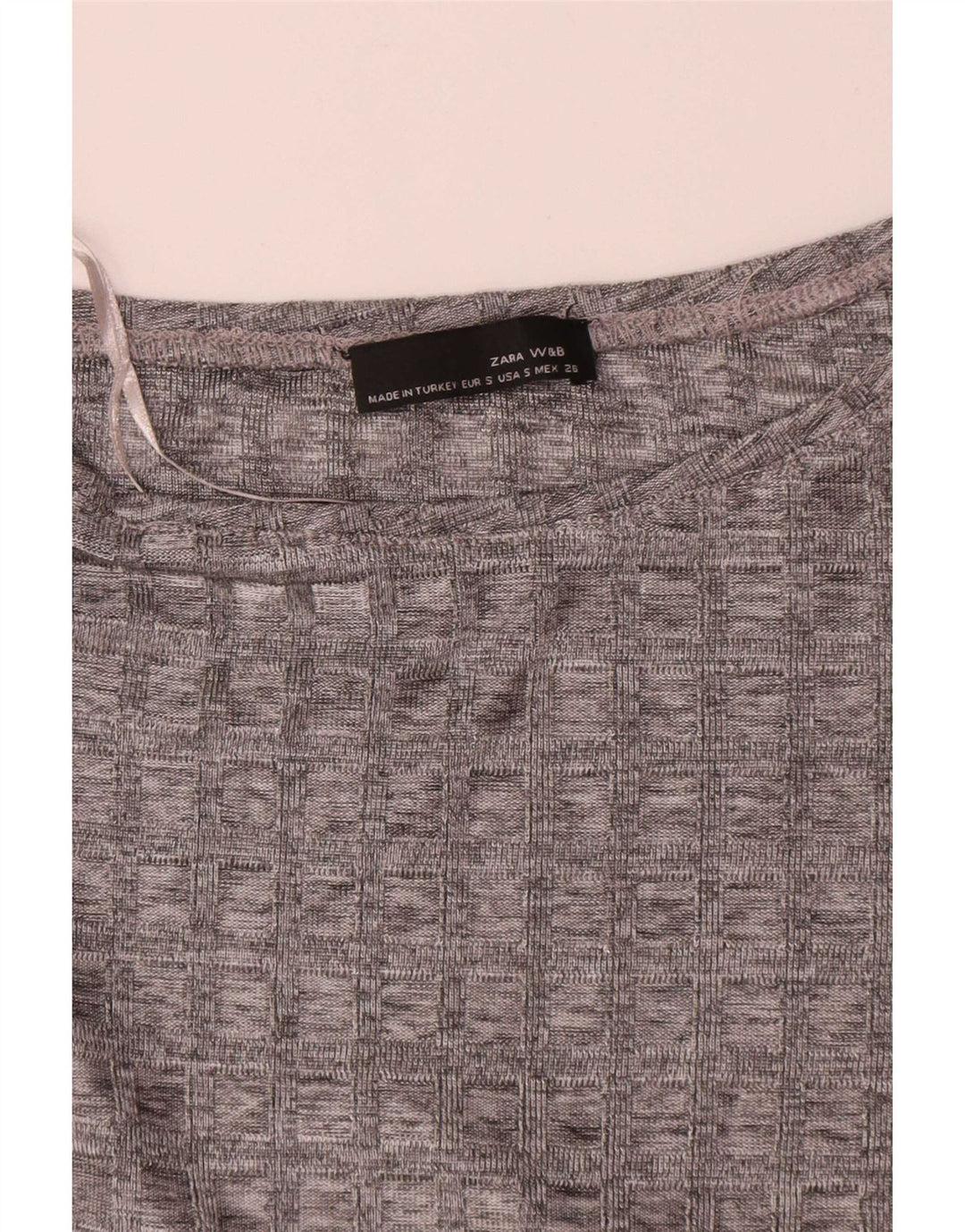 Top tunica a maniche lunghe da donna Zara UK 10 piccoli quadri grigi