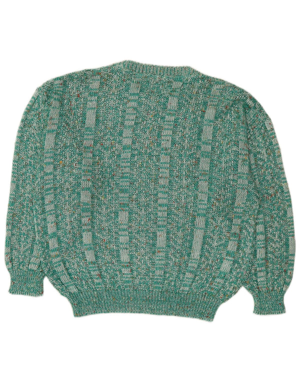 Maglione maglione vintage da donna con scollo a barca UK 14 verde medio screziato