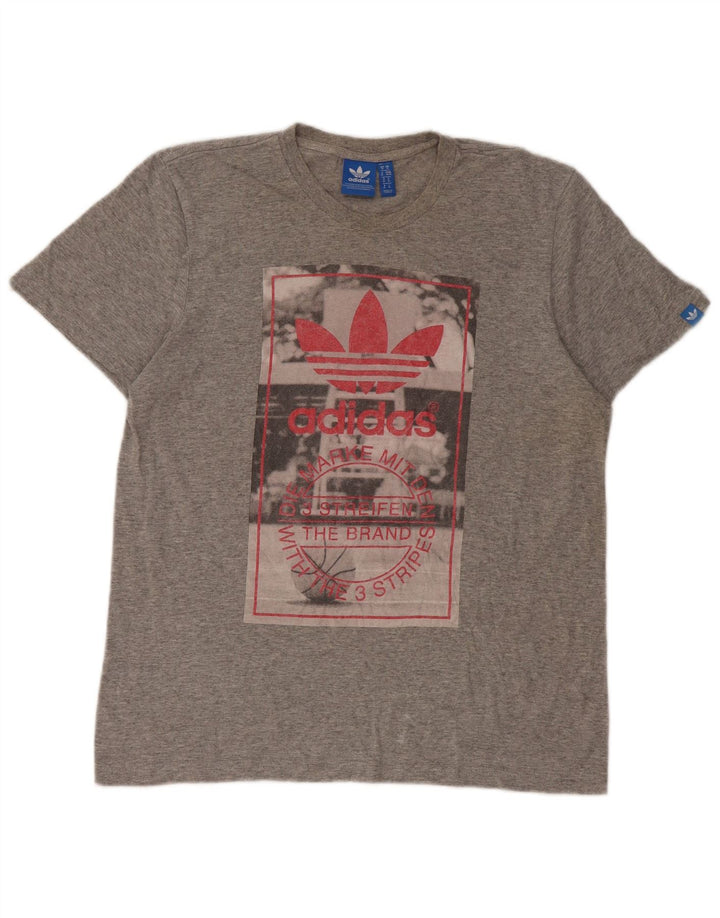 T-shirt grafica da uomo Adidas Top in cotone chiazzato grigio medio