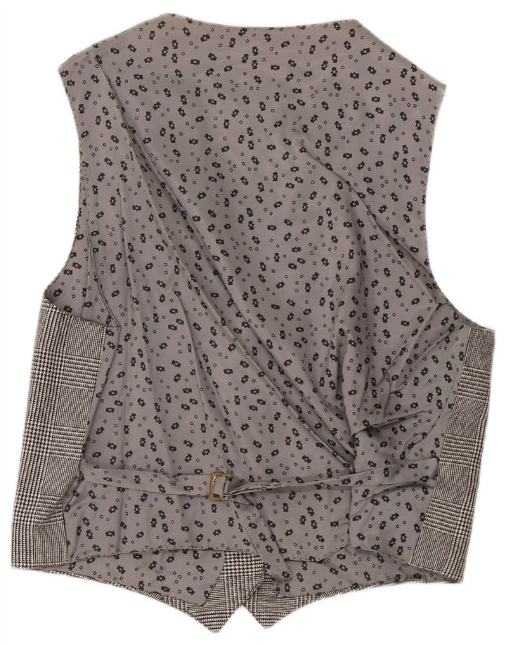 Gilet da donna vintage UK 12 a quadri grigio medio