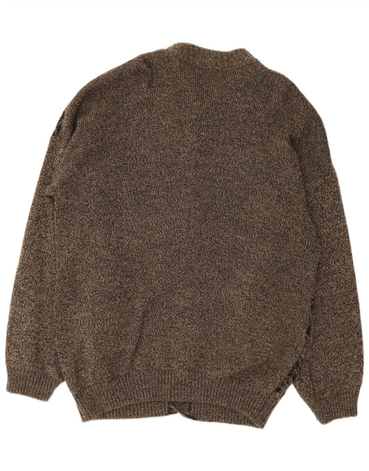 Maglione cardigan da uomo vintage grande Fair Isle grigio