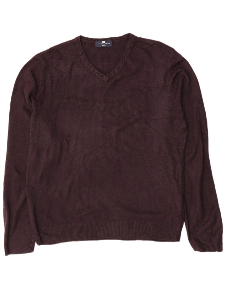 Maglione da uomo Marks & Spencer Blue Harbour con scollo a V grande blu navy