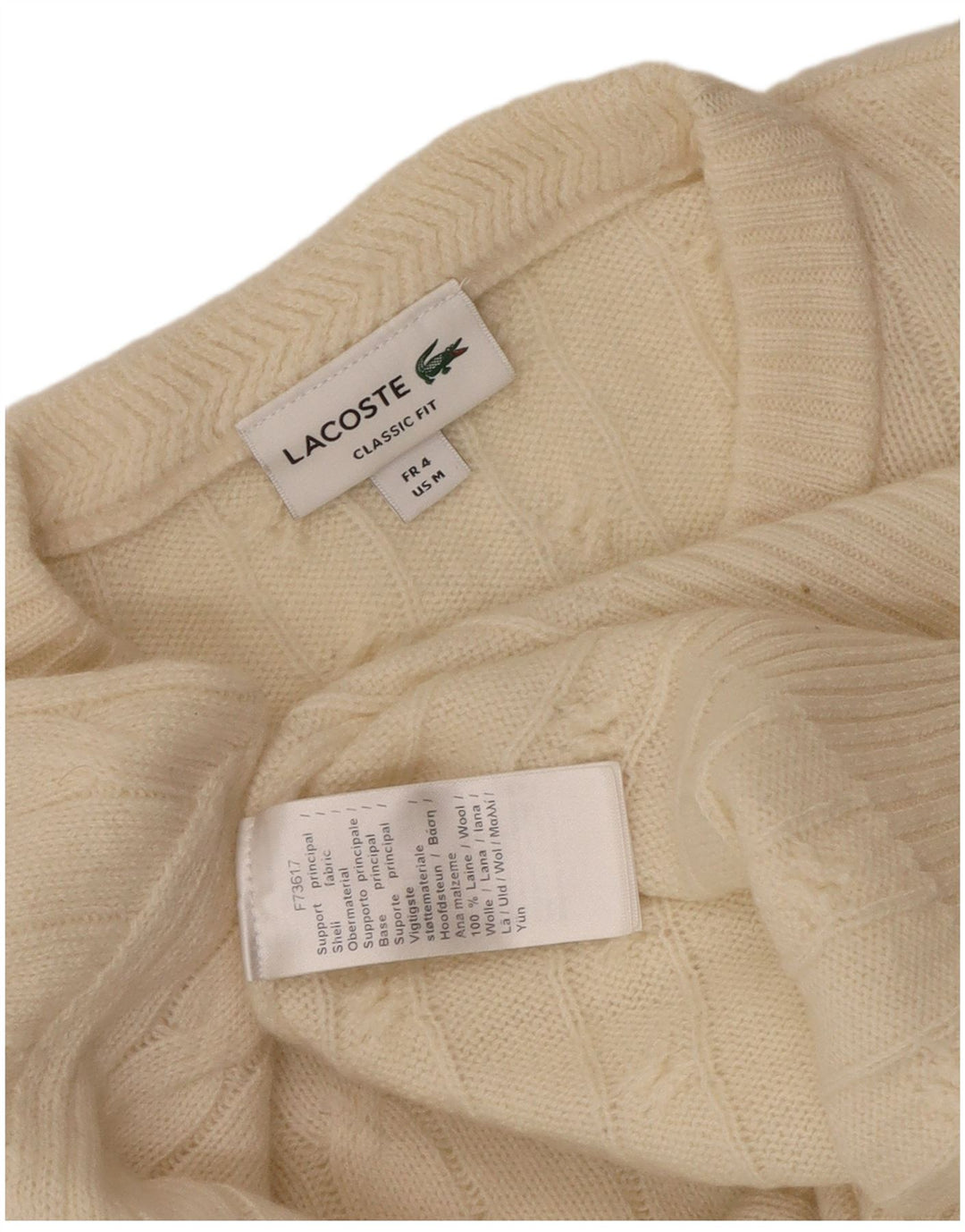 Maglione maglione girocollo da uomo vestibilità classica Lacoste taglia 4 lana beige medio