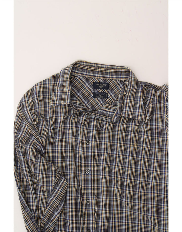 DOCKERS Mens Shirt XL Navy Blue Check Cotton Vintage Dockers and Second-Hand Dockers from Messina Hembry 