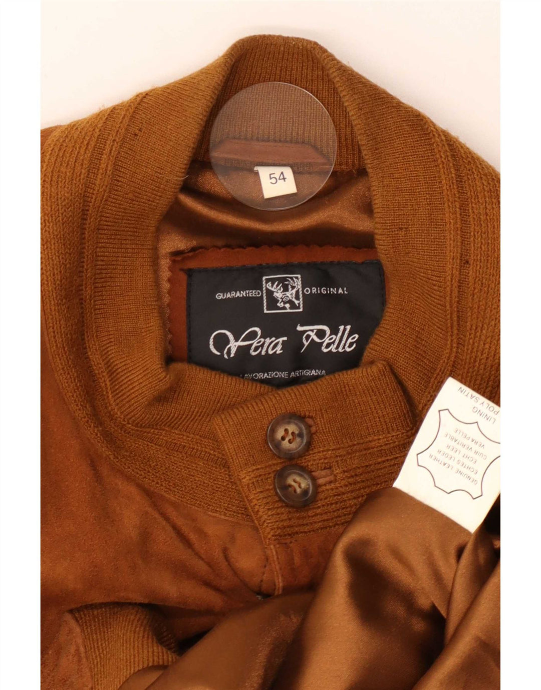 Giubbotto bomber vintage in pelle scamosciata da uomo IT 54 2XL in pelle beige