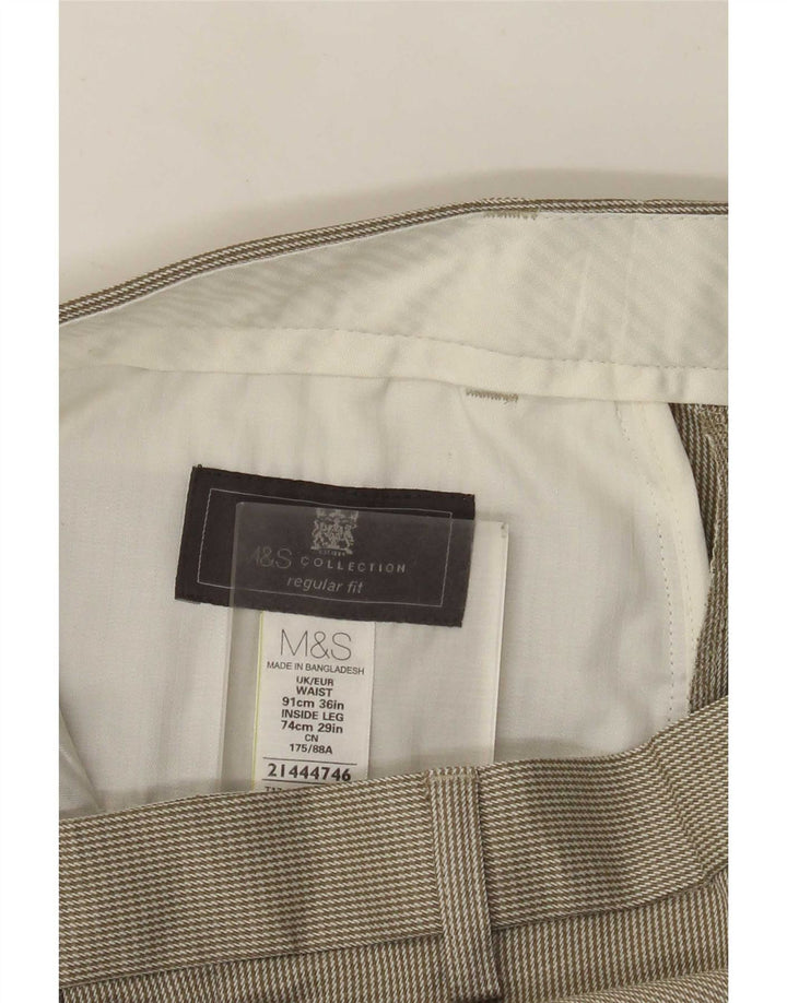 Pantaloni da abito regolari da uomo Marks & Spencer W36 L29 pied de poule verdi