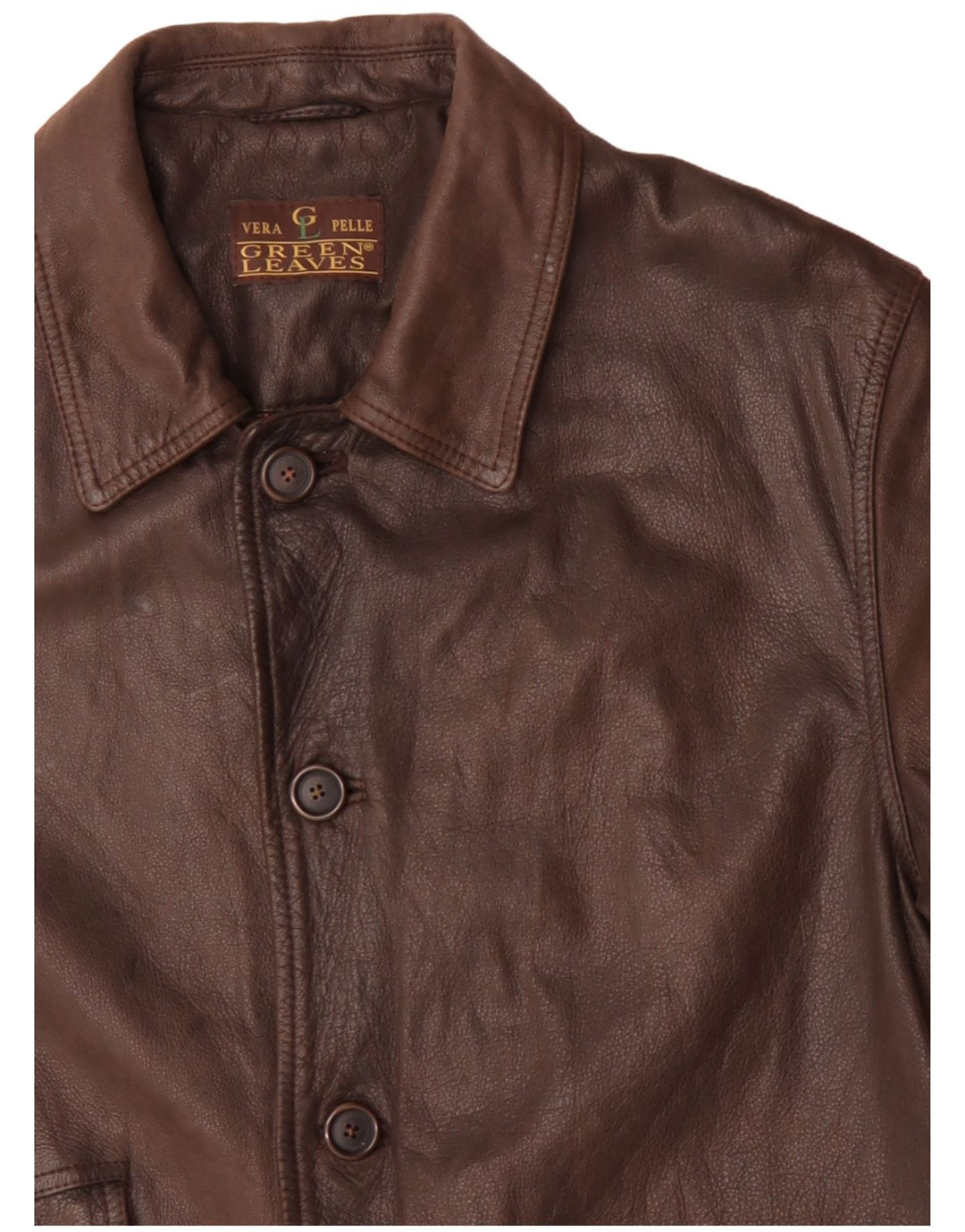 Cappotto in pelle da uomo Green Leaves UK 40 Grande pelle marrone