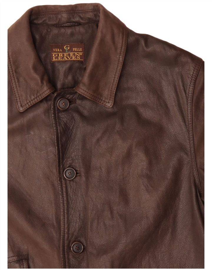 Cappotto in pelle da uomo Green Leaves UK 40 Grande pelle marrone