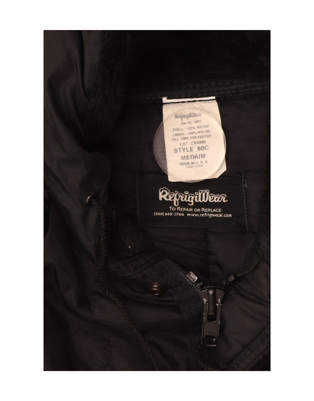 Cappotto imbottito con cappuccio da donna REFRIGIWEAR UK 14 nylon nero medio