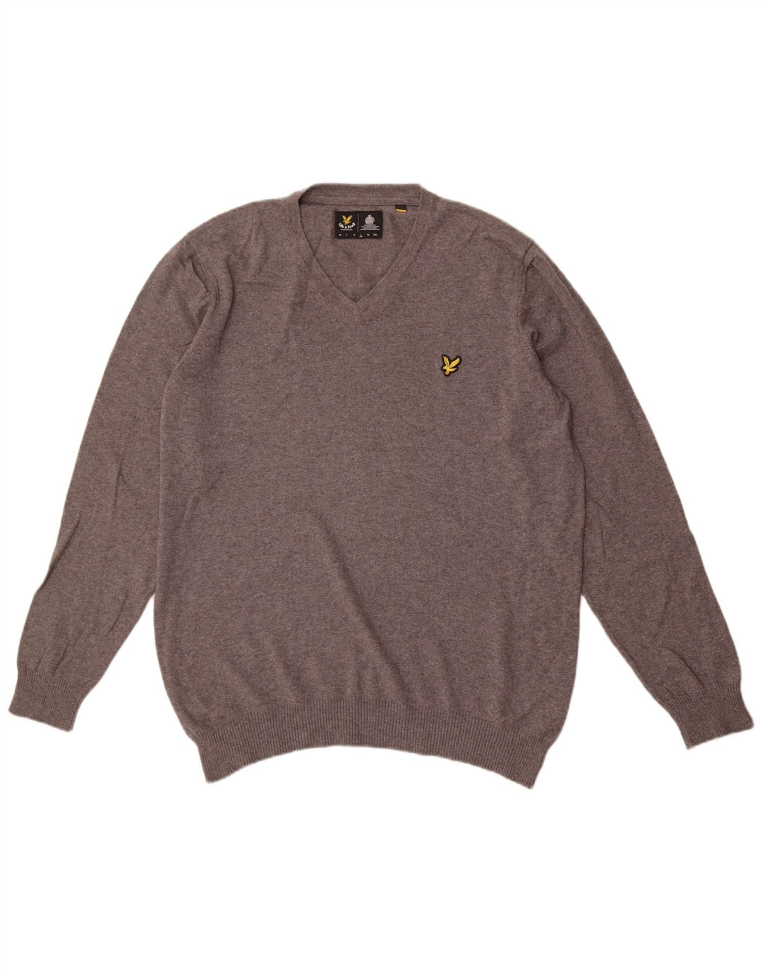 Lyle & Scott Maglione da uomo con scollo a V grande cotone grigio