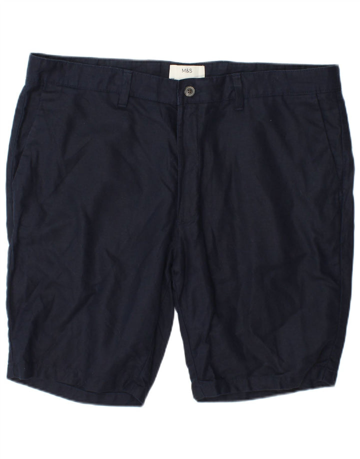 Pantaloncini chino da uomo Marks & Spencer W38 XL cotone blu navy