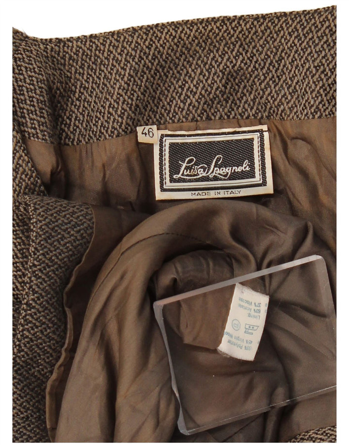 LUISA SPAGNOLI Giacca Blazer a 1 Bottone da Donna IT 46 Large Marrone Geometrico