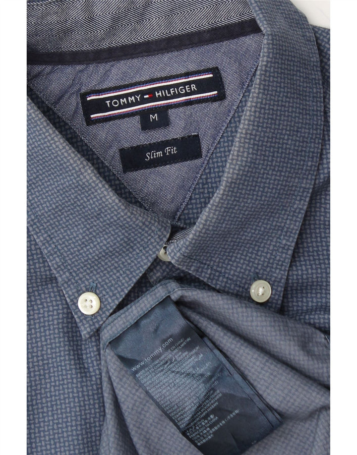 TOMMY HILFIGER Camicia slim fit da uomo in cotone maculato blu medio