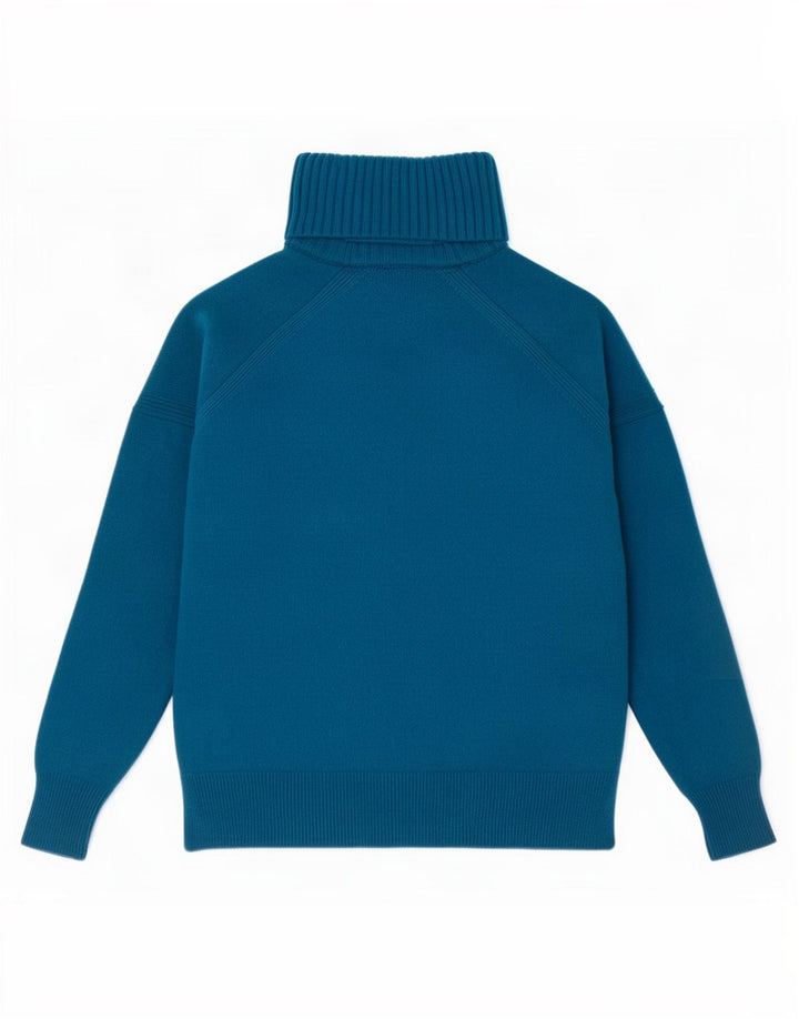 L.K. Maglione maglione a collo alto da donna Bennett UK 14 Lana blu medio