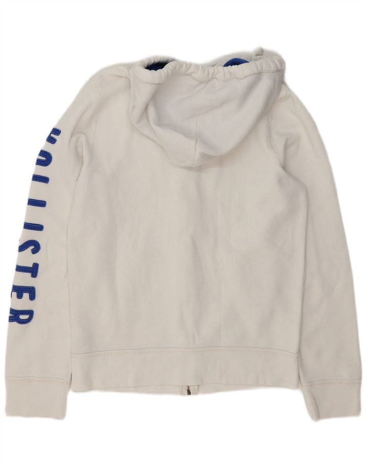 Maglione con cappuccio e zip grafica da uomo Hollister in cotone bianco medio