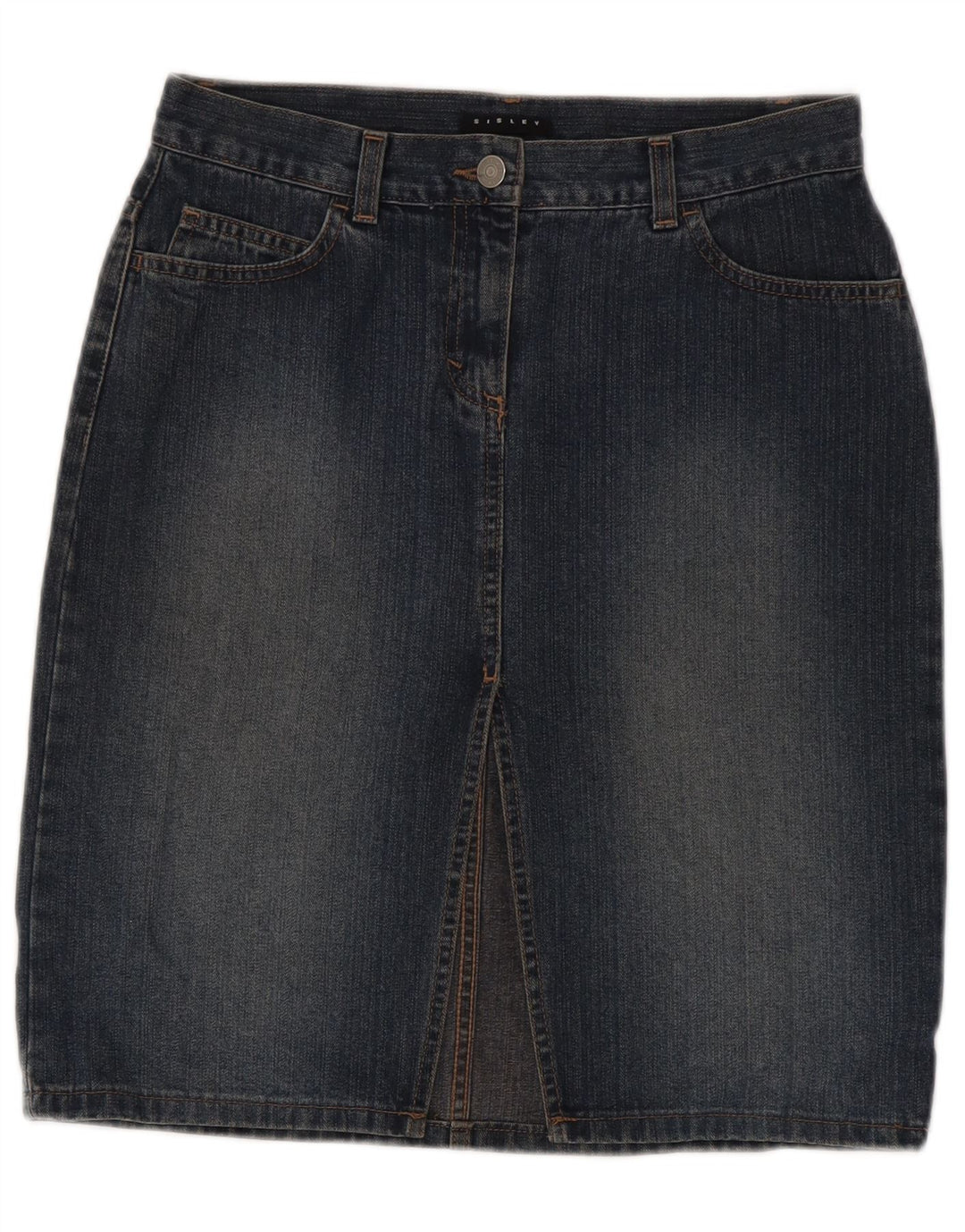 Gonna in denim da donna SISLEY IT 42 media W28 cotone blu navy