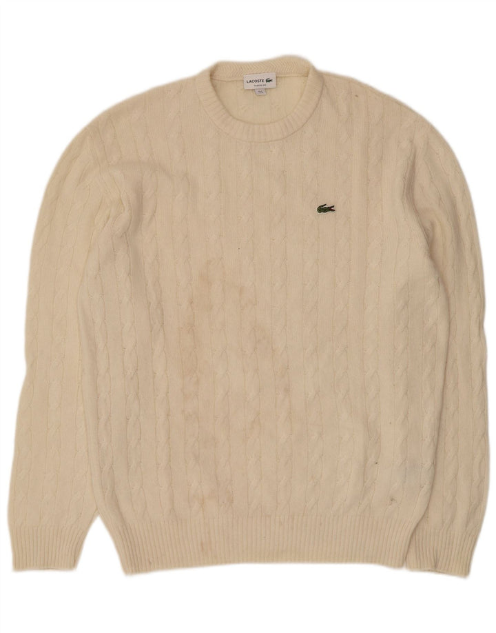 Maglione maglione girocollo da uomo vestibilità classica Lacoste taglia 4 lana beige medio
