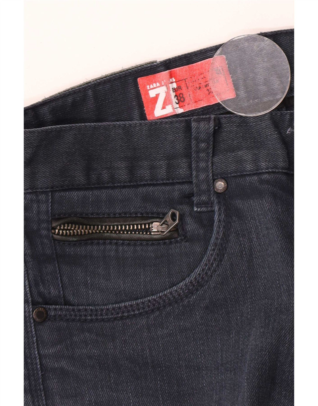 Jeans slim da uomo Zara EU 38 Small W30 L34 Blu navy