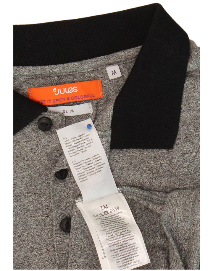 Polo da rugby da uomo slim fit JULES in cotone grigio medio