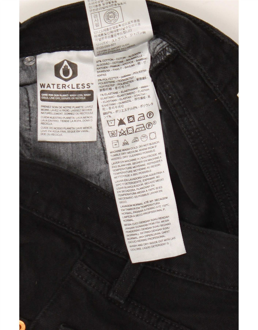 Jeans dritti Levi's 501 da donna W25 L30 cotone nero
