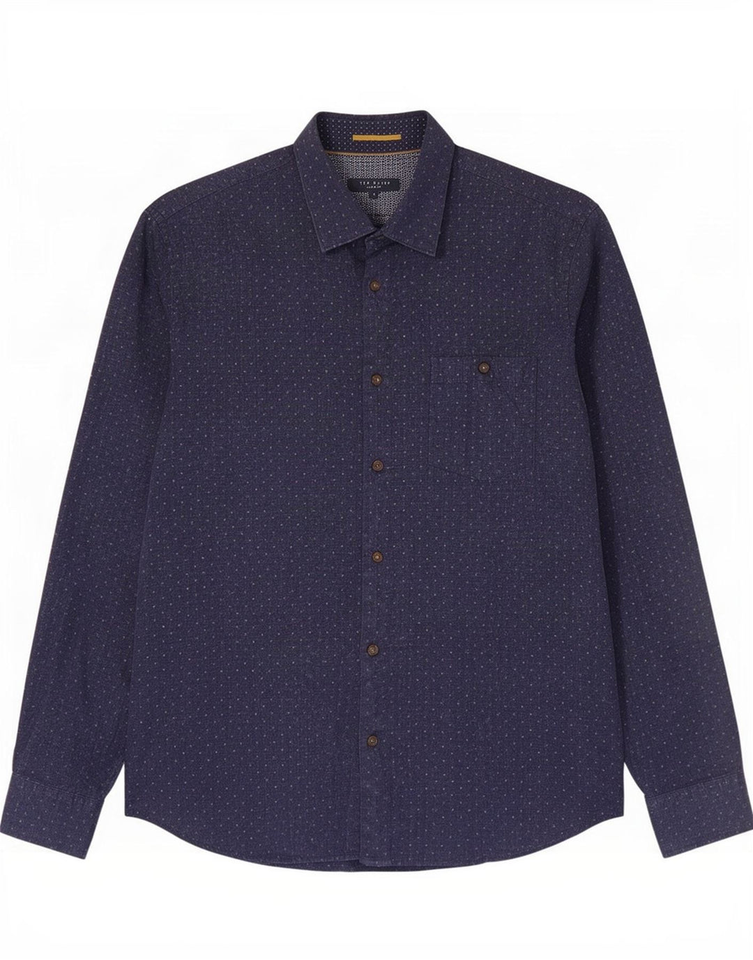 Camicia da uomo Ted Baker taglia 4 grande cotone maculato blu navy