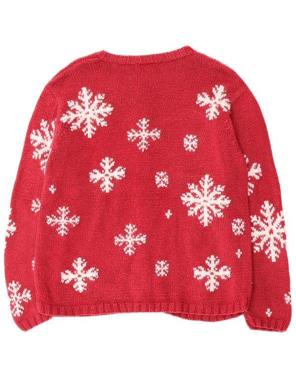 Maglione cardigan da donna Eddie Bauer UK 16 Large Red Fair Isle Ramie