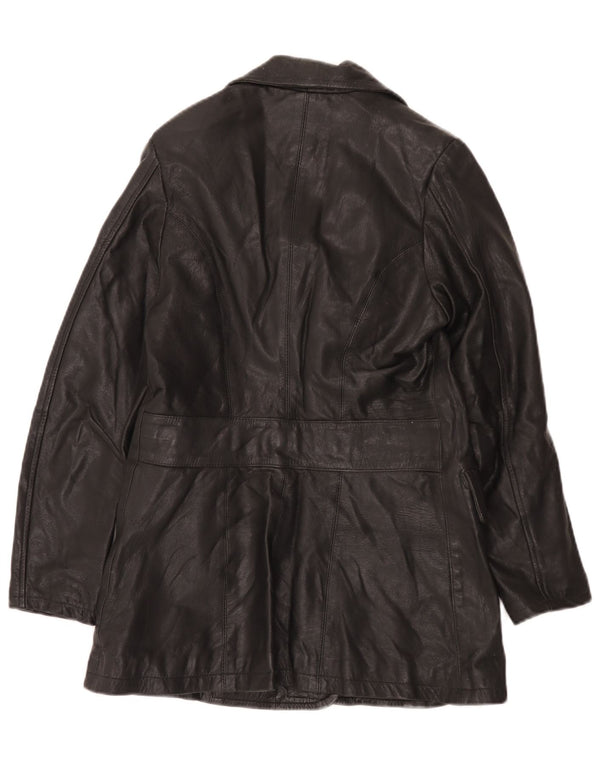 Cappotto in pelle vintage da donna IT 42 medio nero