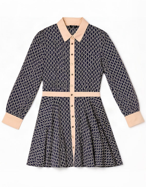 Guess By Marciano Abito da donna a trapezio con motivo astratto US 6 Medium Navy Blu