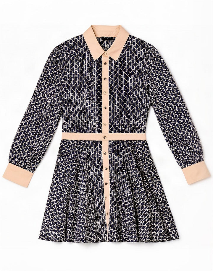 Guess By Marciano Abito da donna a trapezio con motivo astratto US 6 Medium Navy Blu