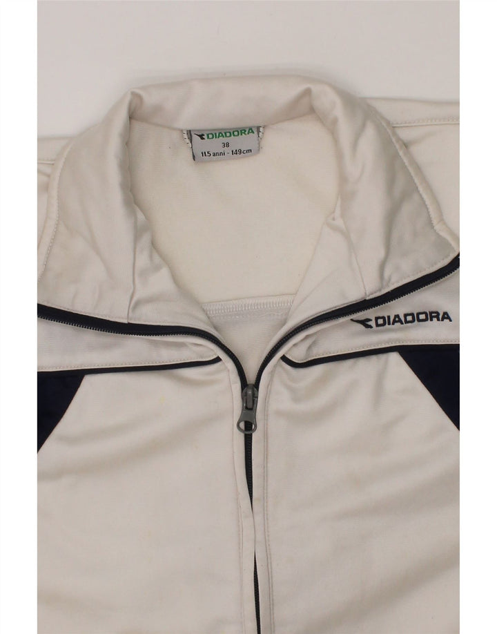 DIADORA Boys Tracksuit Top Jacket 10-11 Years White Colourblock Polyester Vintage Diadora and Second-Hand Diadora from Messina Hembry 