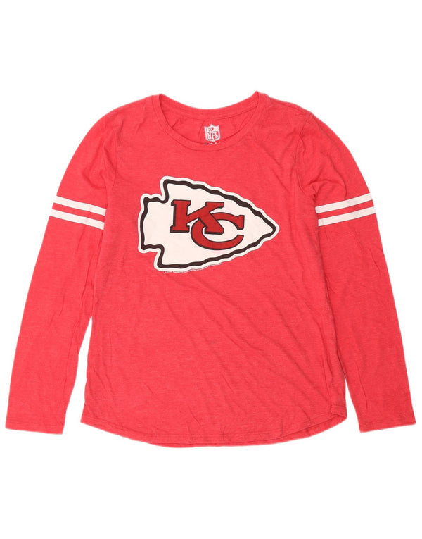 Maglia da donna con grafica NFL Kansas City Chiefs manica lunga UK 14 grande rosa
