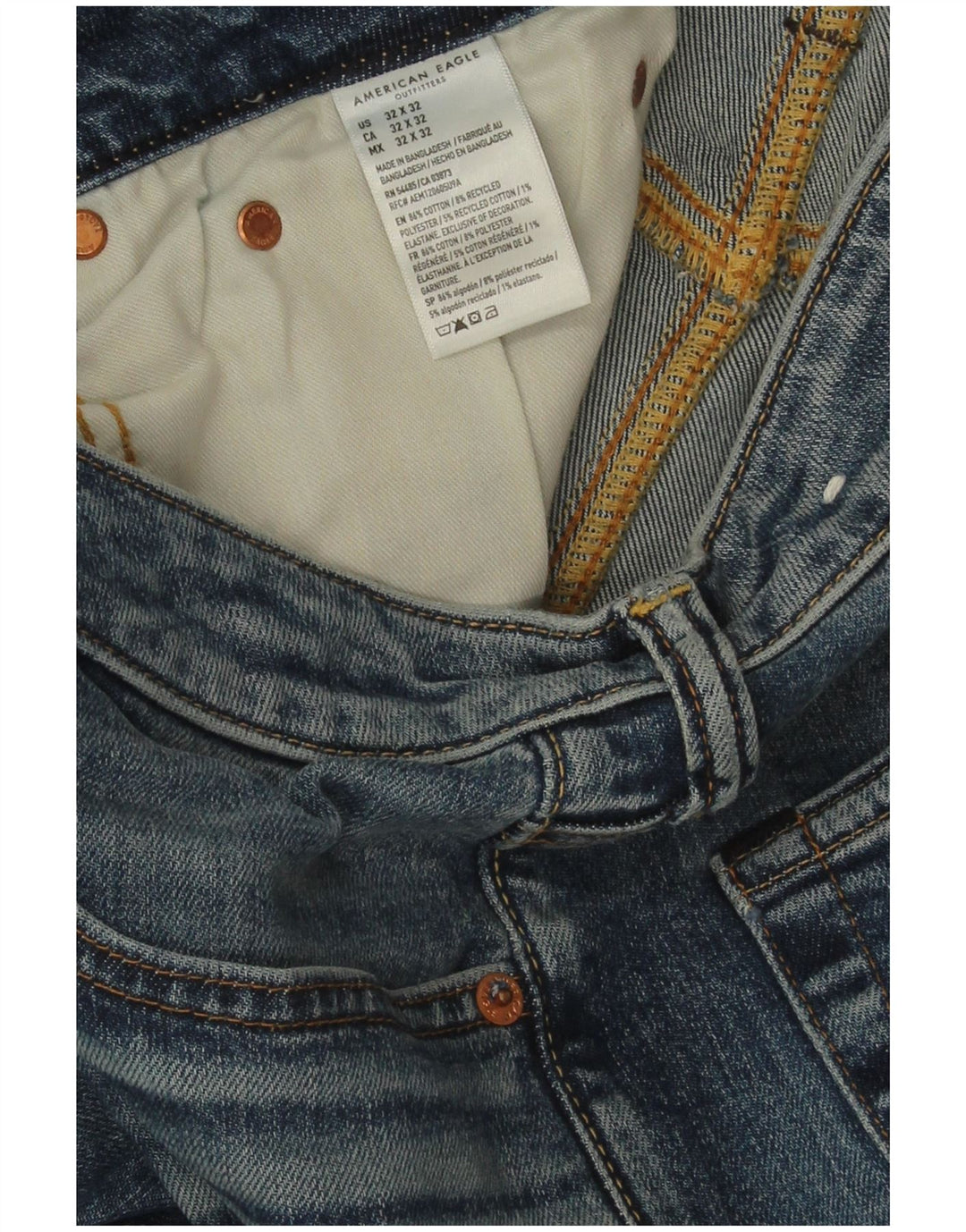 Jeans dritti Airflex da uomo American Eagle W32 L32 cotone blu