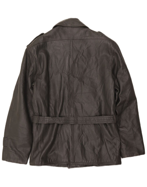 Giacca in pelle militare vintage da uomo UK 38 Grigio medio