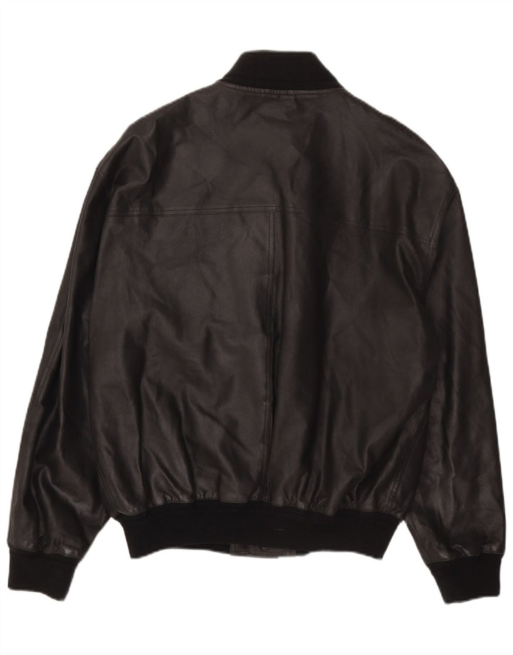 Giacca in pelle vintage da uomo IT 48 media nera