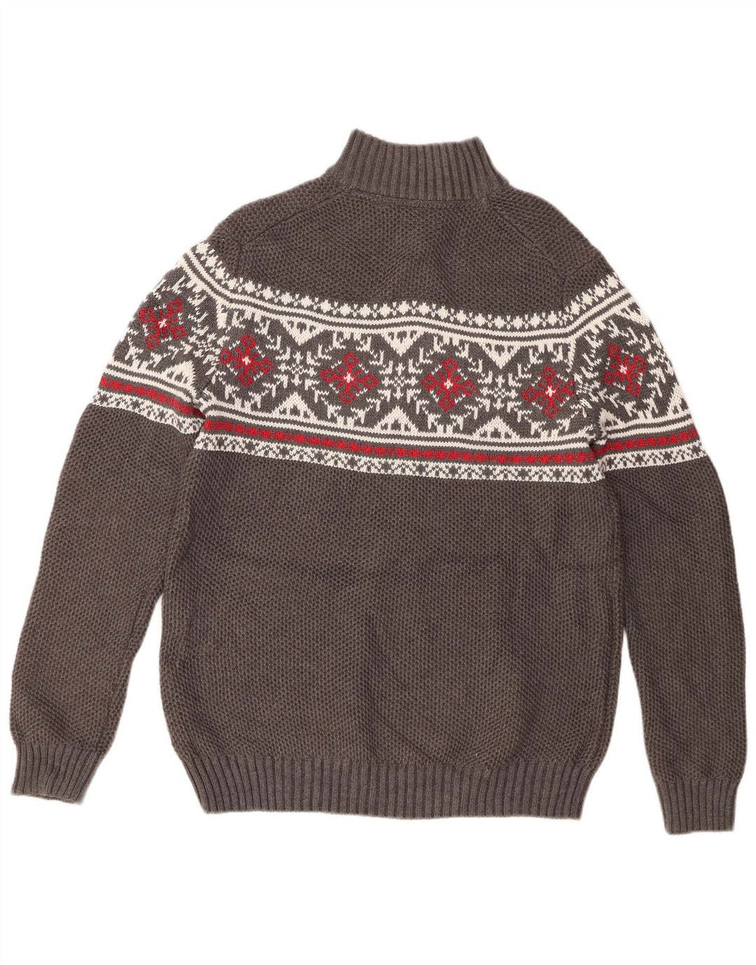 Maglione da uomo con zip e collo Izod in cotone Fair Isle grigio medio