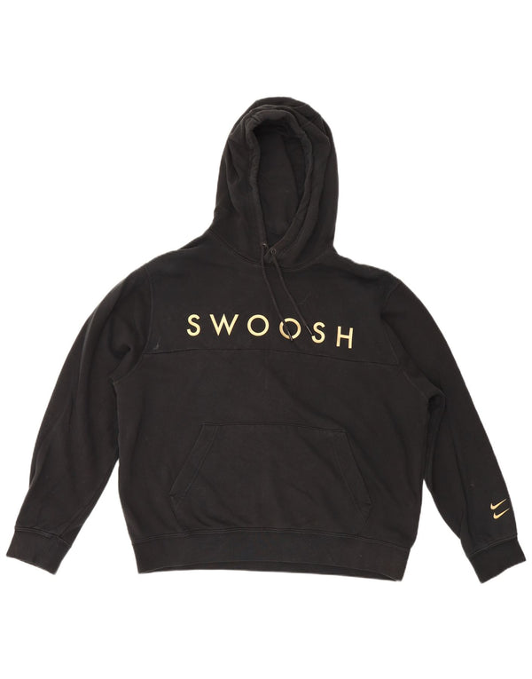Felpa con cappuccio oversize con grafica Swoosh da donna Nike UK 16 grande cotone nero