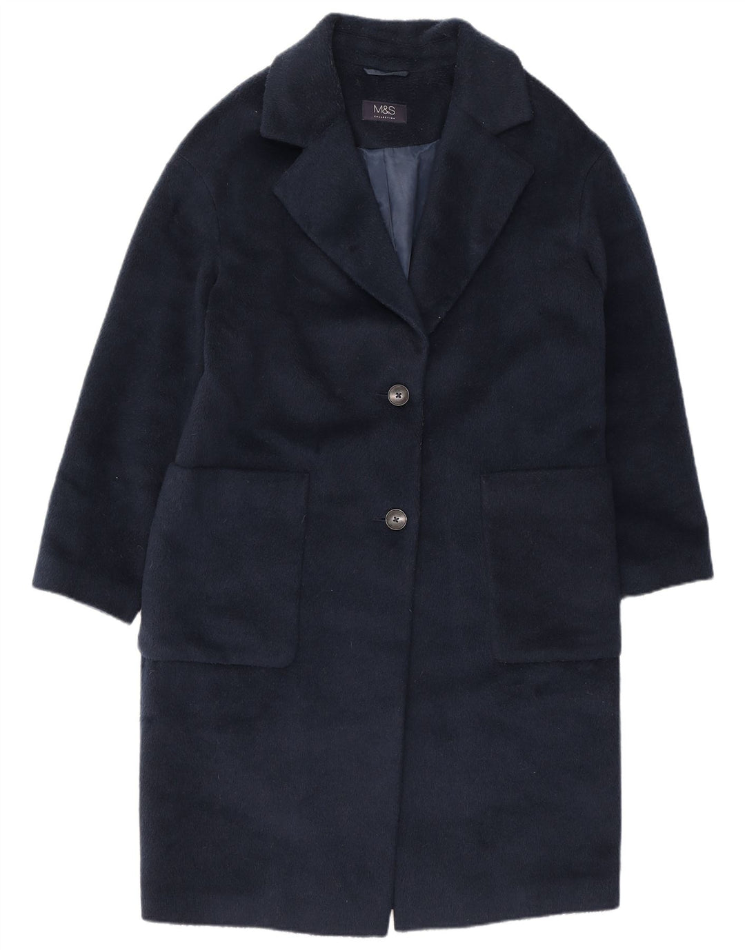 Cappotto da donna Marks & Spencer UK 12 medio blu navy in poliestere