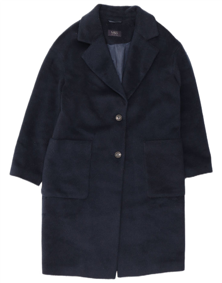 Cappotto da donna Marks & Spencer UK 12 medio blu navy in poliestere