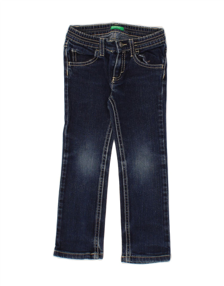 BENETTON Girls Bootcut Jeans 2-3 Years W20 L16 Navy Blue Vintage Benetton and Second-Hand Benetton from Messina Hembry 