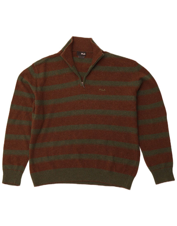 Maglione FILA da uomo con zip e collo XL a righe marroni