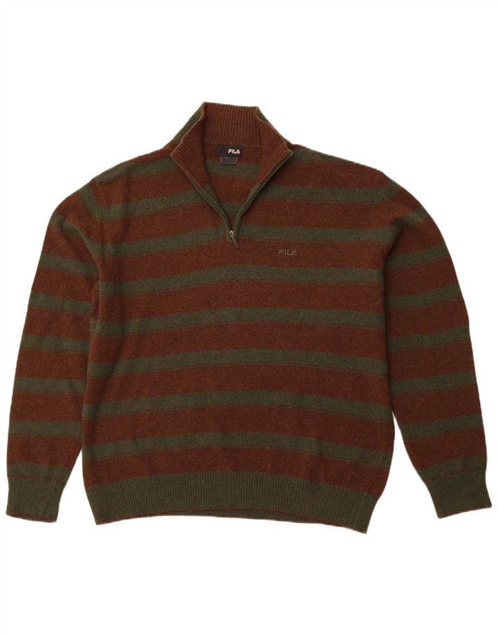 Maglione FILA da uomo con zip e collo XL a righe marroni