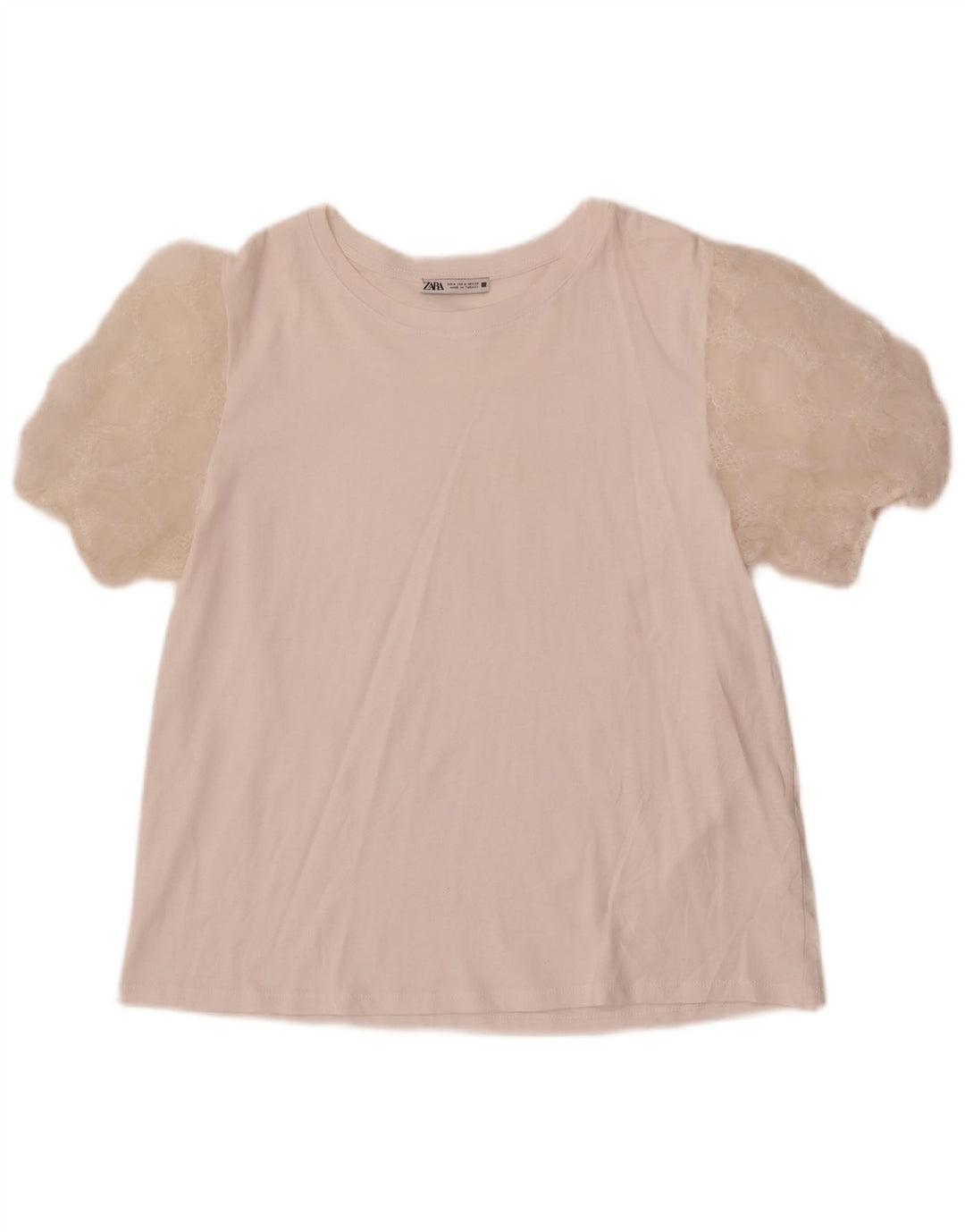 Top in camicetta da donna Zara UK 14 cotone bianco medio