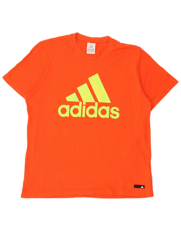 T-shirt grafica da uomo Adidas Top XL in cotone arancione